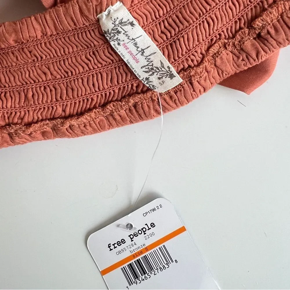NWT Free People ‘Cassandra’ Embroidered Eyelet Peach Crop Top
